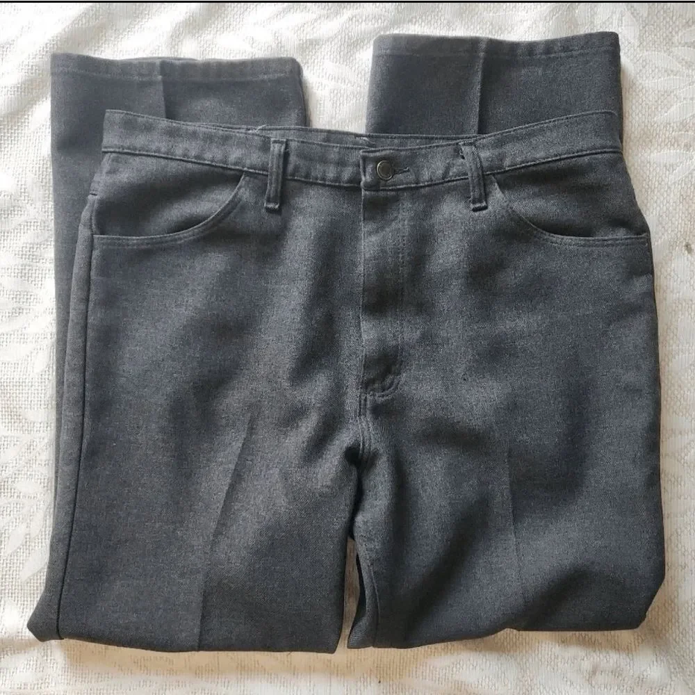 P31 Wrangler Mens Gray Polyester Trousers Size 38x29 NWOT